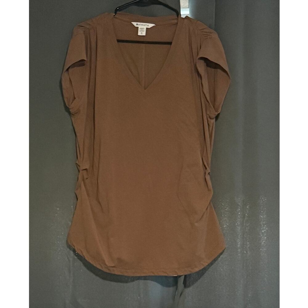 Women's Athleta Outbound V-Neck Ruched Cap Sleeve Tee, XL